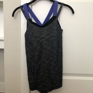 Lululemon Women’s Top, Tank Top, Gray and Purple, Crisscross Straps, Size 4